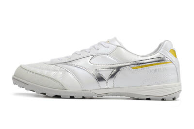 Mizuno Morelia Sala Japan TF Artificial Turf Soccer Shoes - White/Silver/Yellow
