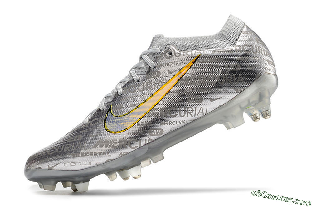 Nike Air Zoom Mercurial Vapor 15 Elite SG Soft Ground Soccer Cleats - Silver/Gold 5