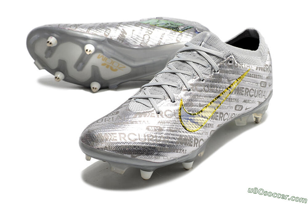 Nike Air Zoom Mercurial Vapor 15 Elite SG Soft Ground Soccer Cleats - Silver/Gold 3