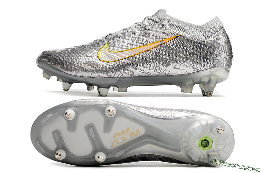 Nike Air Zoom Mercurial Vapor 15 Elite SG Soft Ground Soccer Cleats - Silver/Gold 0