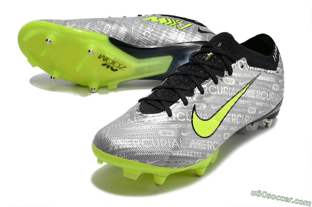 Nike Air Zoom Mercurial Vapor 15 Elite SG Soft Ground Soccer Cleats - Silver/Green/Black 3
