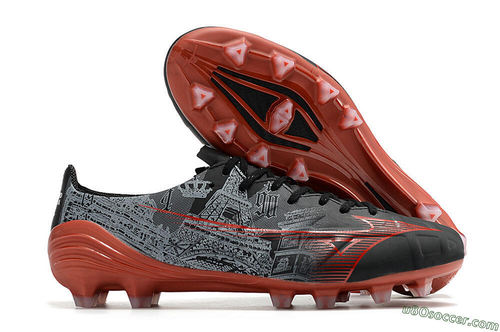 Mizuno Morelia Alpha an FG Firm Ground Soccer Cleats - Black/Red 1