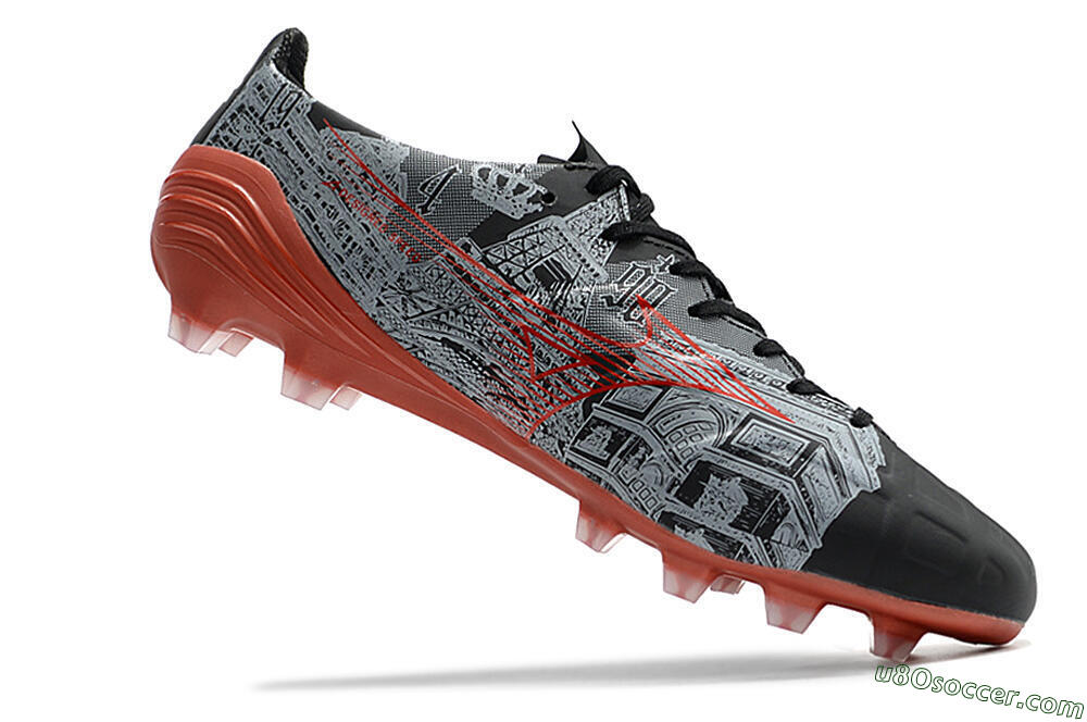 Mizuno Morelia Alpha an FG Firm Ground Soccer Cleats - Black/Red 4