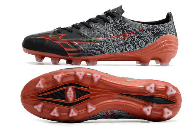Mizuno Morelia Alpha an FG Firm Ground Soccer Cleats - Black/Red