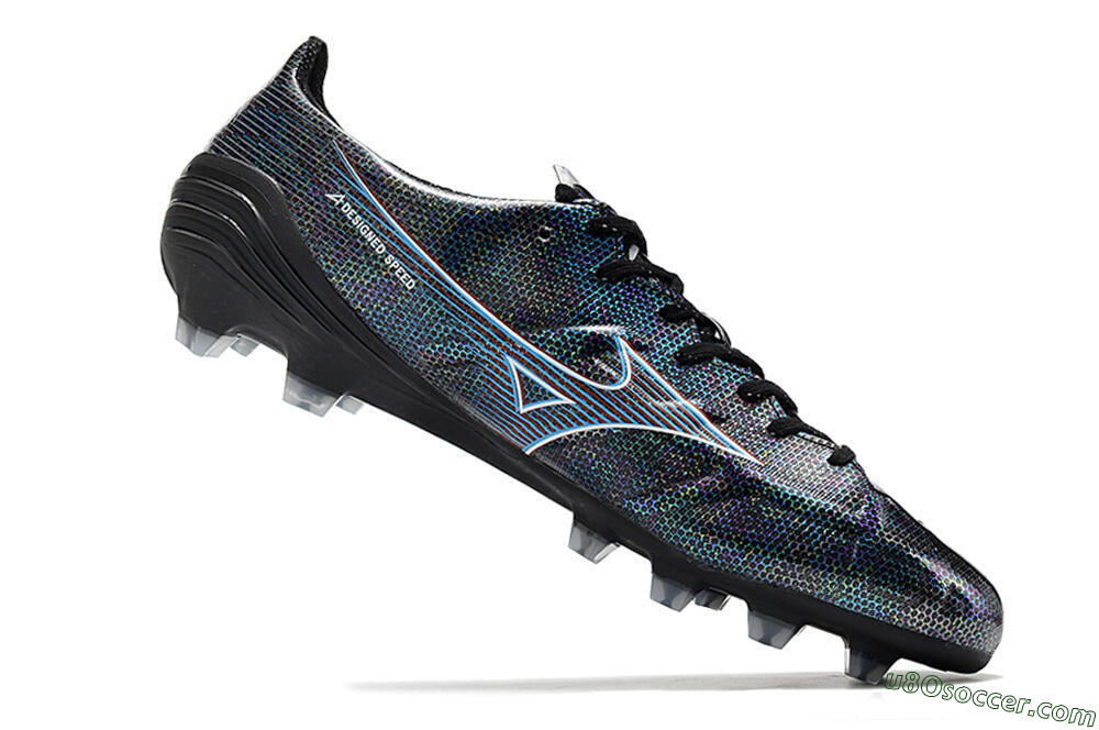 Mizuno Morelia Alpha an FG Firm Ground Soccer Cleats - Black/Blue 4