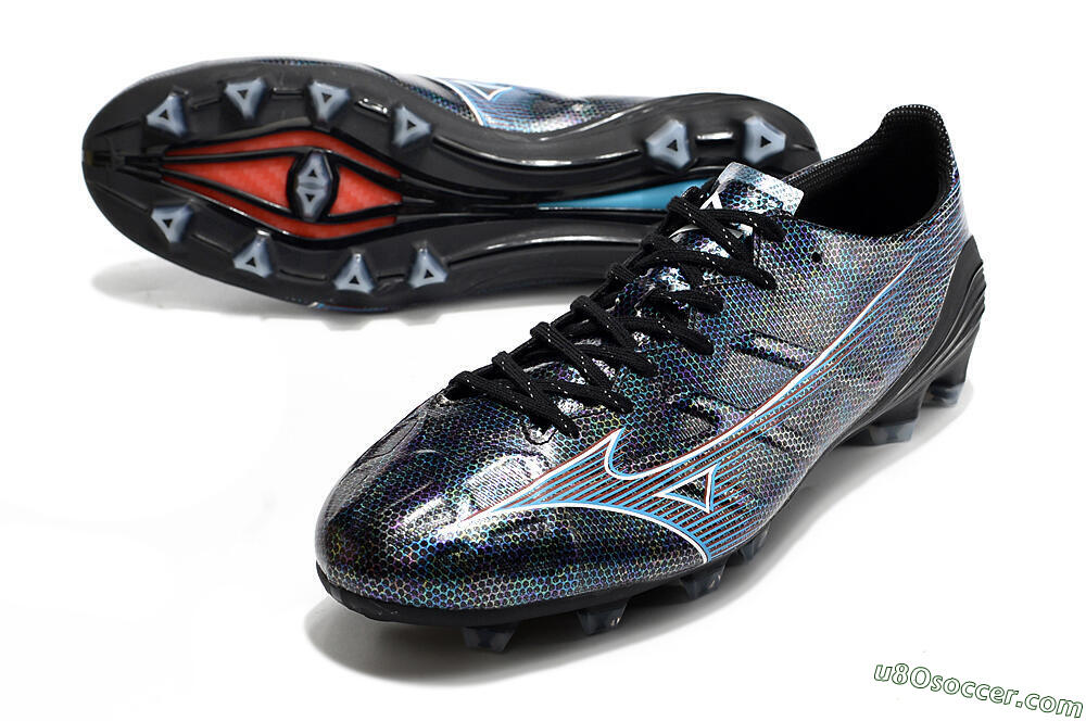 Mizuno Morelia Alpha an FG Firm Ground Soccer Cleats - Black/Blue 3