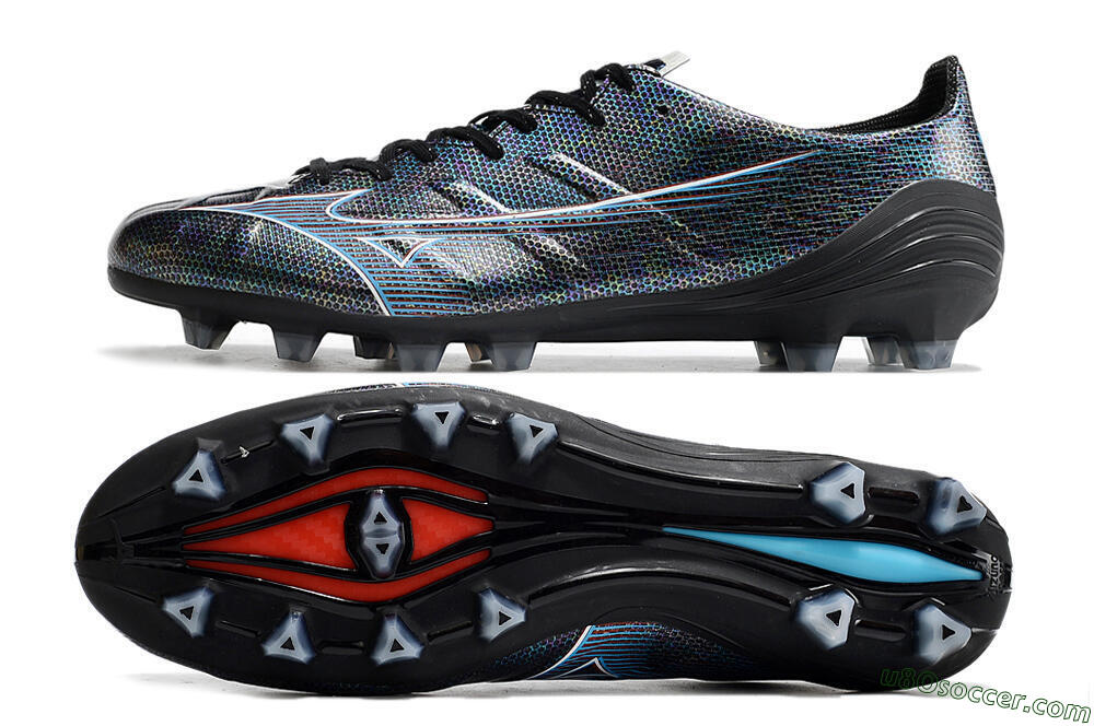 Mizuno Morelia Alpha an FG Firm Ground Soccer Cleats - Black/Blue 0