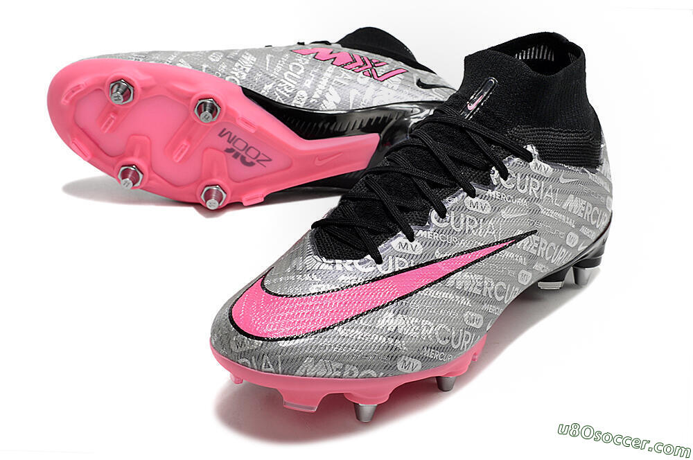 Nike Air Zoom Mercurial Superfly 9 Elite SG Soft Ground Soccer Cleats - Silver/Black/Pink 3