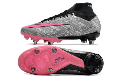 Nike Air Zoom Mercurial Superfly 9 Elite SG Soft Ground Soccer Cleats - Silver/Black/Pink