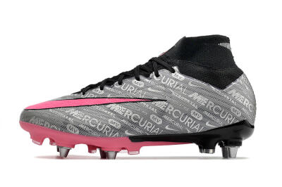 Nike Air Zoom Mercurial Superfly 9 Elite SG Soft Ground Soccer Cleats - Silver/Black/Pink