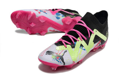 Puma Future X Powercat Tokyo Match FG Firm Ground Soccer Cleats - White/Black/Green/Pink