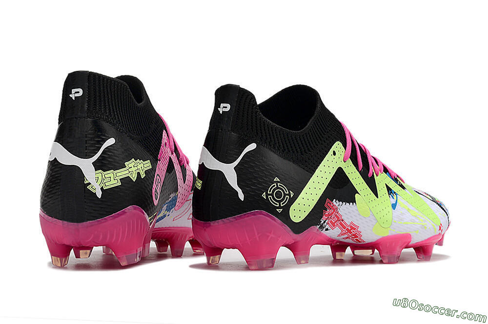 Puma Future X Powercat Tokyo Match FG Firm Ground Soccer Cleats - White/Black/Green/Pink 6