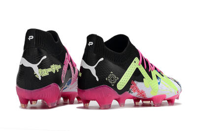 Puma Future X Powercat Tokyo Match FG Firm Ground Soccer Cleats - White/Black/Green/Pink