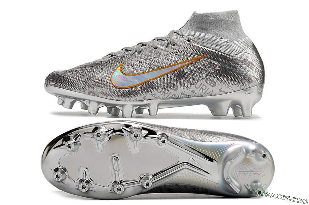 Nike Air Zoom Mercurial Superfly 9 Elite AG Artificial Grass Soccer Cleats - Silver/Gold 0