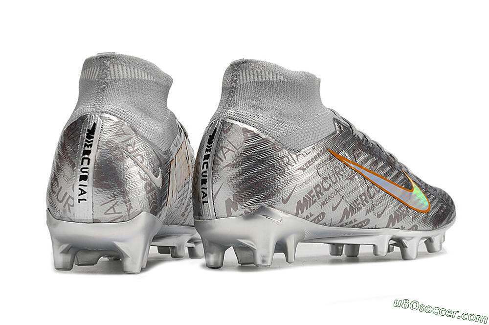 Nike Air Zoom Mercurial Superfly 9 Elite AG Artificial Grass Soccer Cleats - Silver/Gold 6