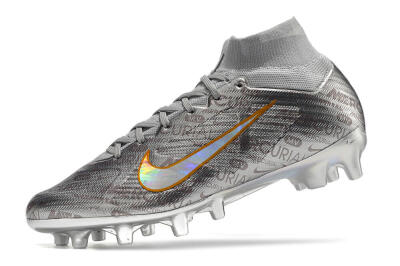 Nike Air Zoom Mercurial Superfly 9 Elite AG Artificial Grass Soccer Cleats - Silver/Gold
