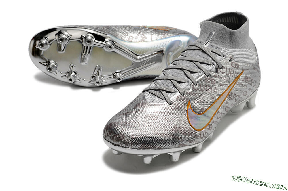 Nike Air Zoom Mercurial Superfly 9 Elite AG Artificial Grass Soccer Cleats - Silver/Gold 3