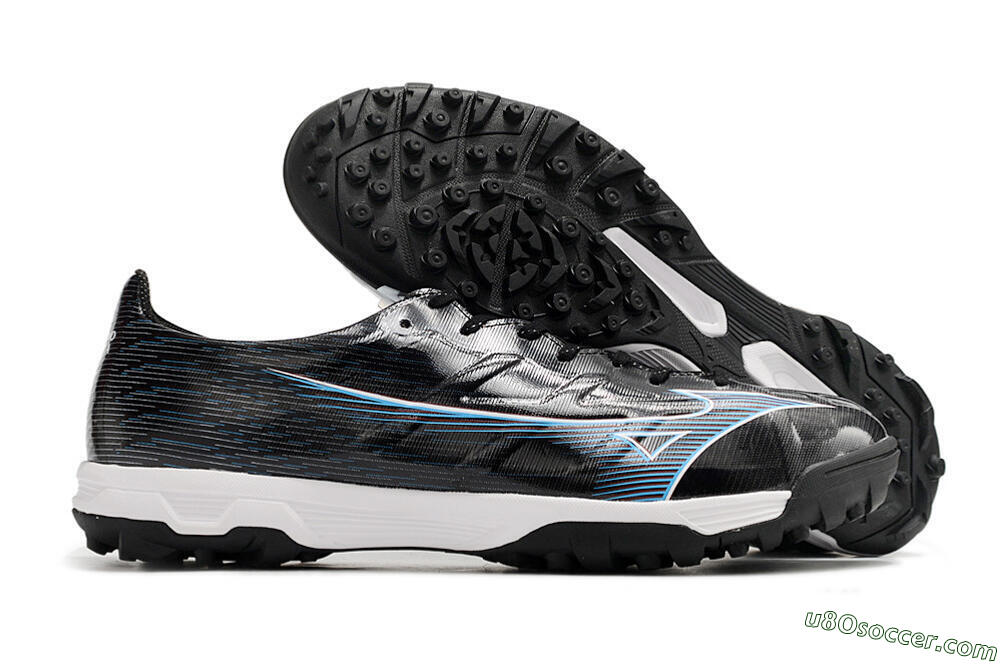 Mizuno Morelia Alpha Japan TF Artificial Turf Soccer Shoes - Black/White/Blue 1