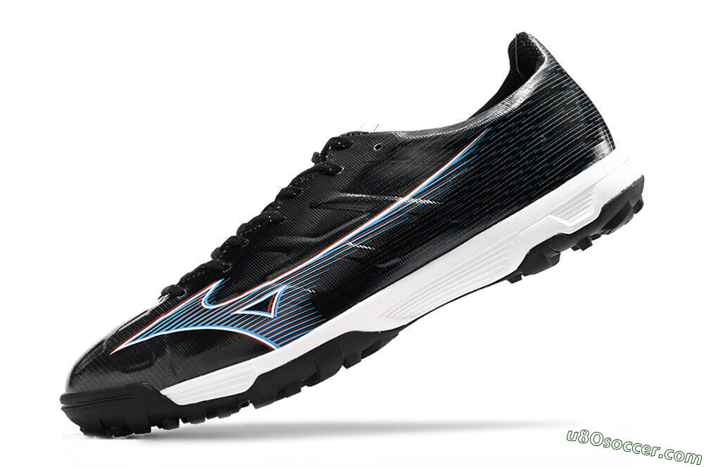 Mizuno Morelia Alpha Japan TF Artificial Turf Soccer Shoes - Black/White/Blue 5