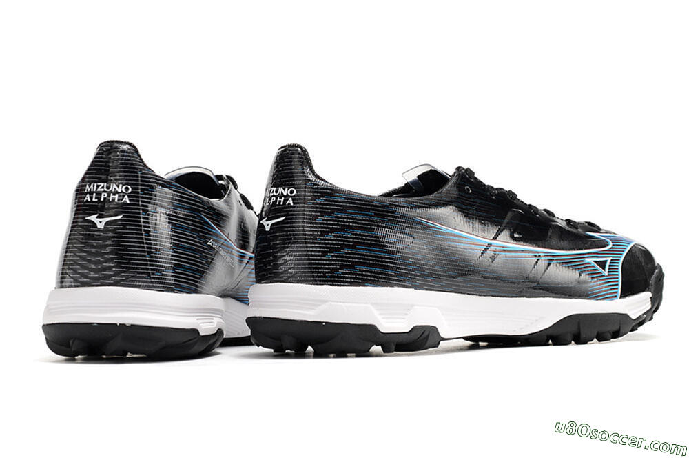 Mizuno Morelia Alpha Japan TF Artificial Turf Soccer Shoes - Black/White/Blue 6