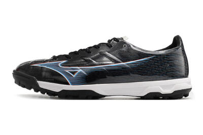 Mizuno Morelia Alpha Japan TF Artificial Turf Soccer Shoes - Black/White/Blue