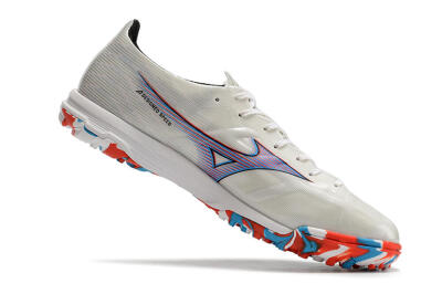 Mizuno Morelia Alpha Japan TF Artificial Turf Soccer Shoes - White/Blue/Red