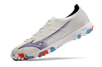 Mizuno Morelia Alpha Japan TF Artificial Turf Soccer Shoes - White/Blue/Red