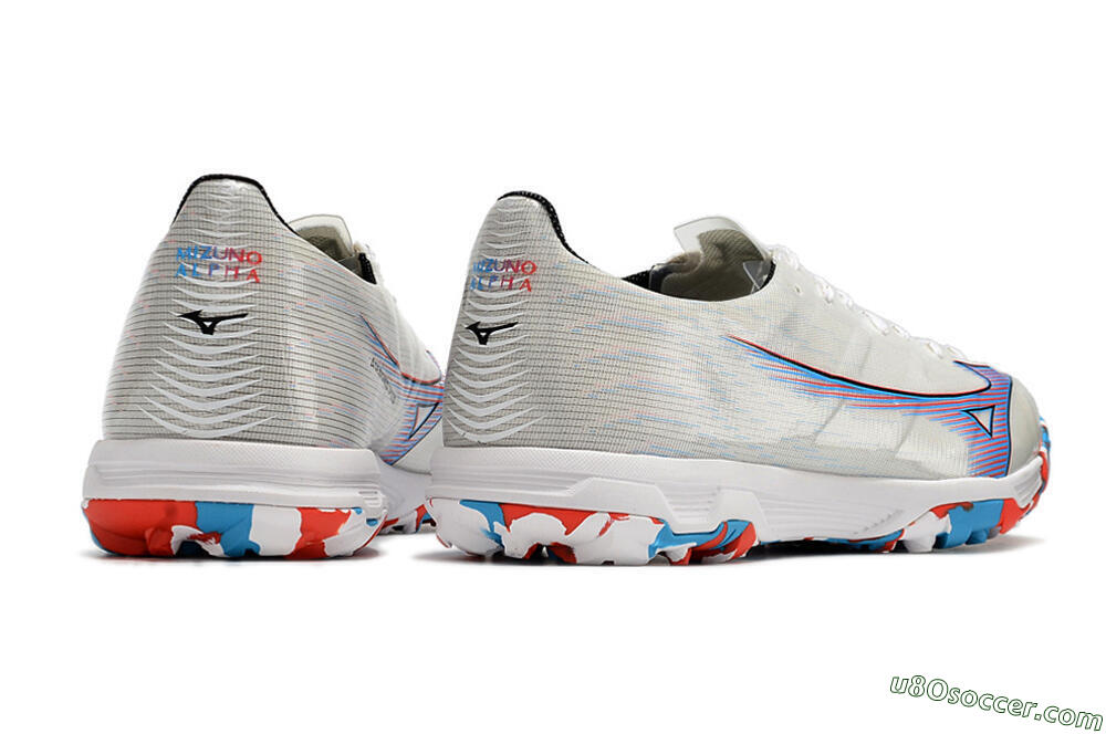 Mizuno Morelia Alpha Japan TF Artificial Turf Soccer Shoes - White/Blue/Red 6