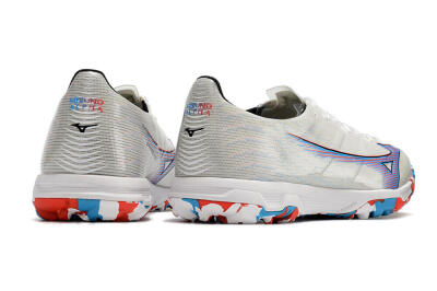 Mizuno Morelia Alpha Japan TF Artificial Turf Soccer Shoes - White/Blue/Red