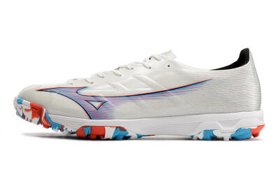 Mizuno Morelia Alpha Japan TF Artificial Turf Soccer Shoes - White/Blue/Red