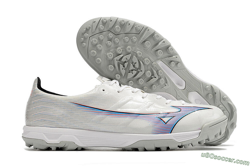Mizuno Morelia Alpha Japan TF Artificial Turf Soccer Shoes - White/Blue/Red 1