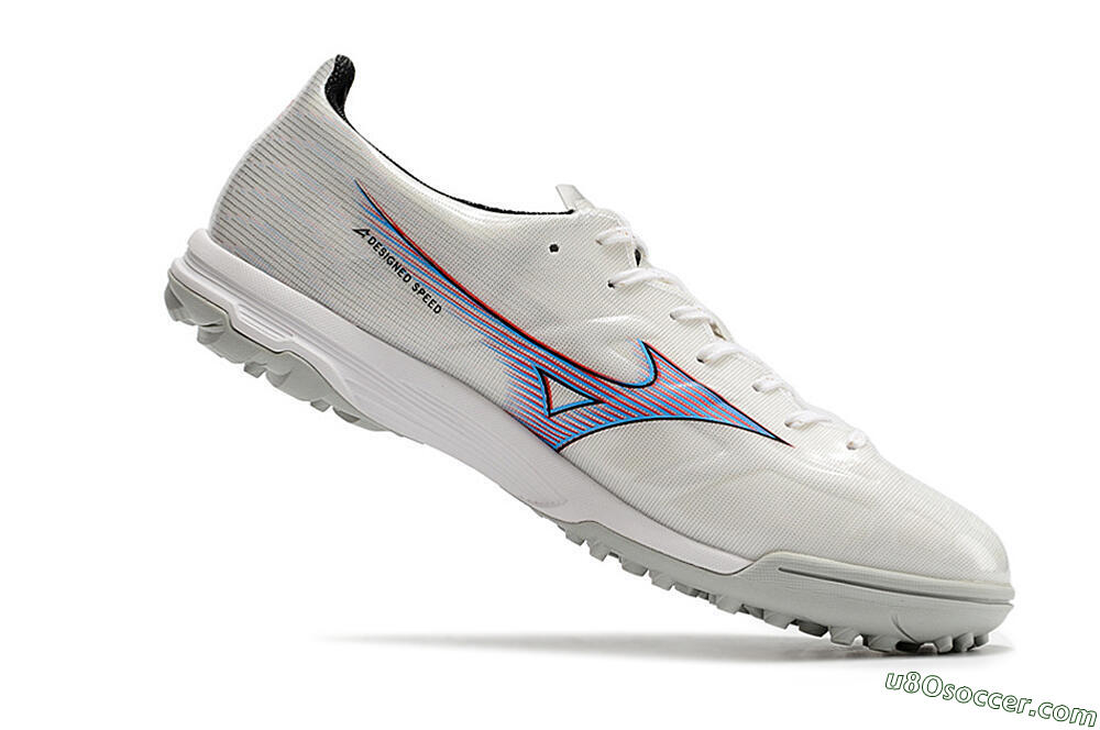 Mizuno Morelia Alpha Japan TF Artificial Turf Soccer Shoes - White/Blue/Red 4