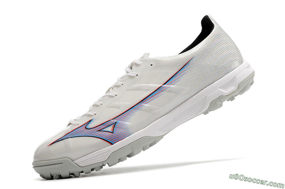 Mizuno Morelia Alpha Japan TF Artificial Turf Soccer Shoes - White/Blue/Red 5