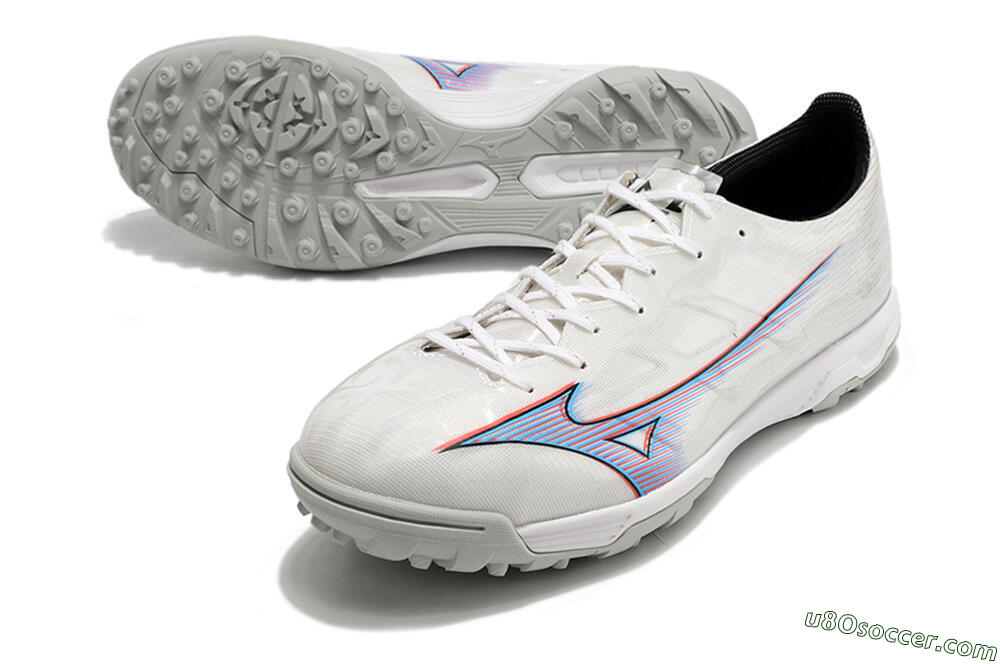 Mizuno Morelia Alpha Japan TF Artificial Turf Soccer Shoes - White/Blue/Red 3