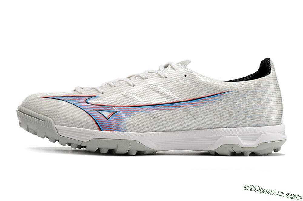 Mizuno Morelia Alpha Japan TF Artificial Turf Soccer Shoes - White/Blue/Red 2