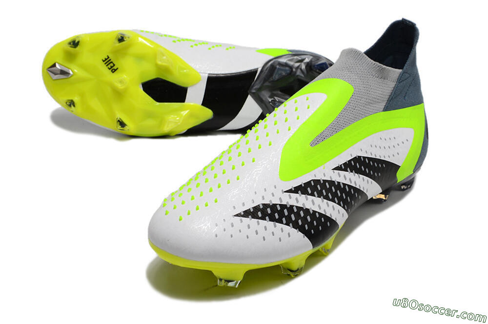 Adidas Predator Accuracy+ FG Firm Ground Soccer Cleats - White/Black/Green 3