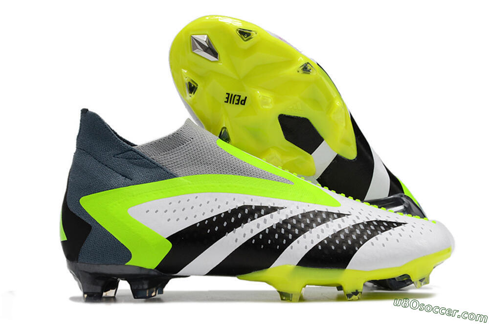 Adidas Predator Accuracy+ FG Firm Ground Soccer Cleats - White/Black/Green 1