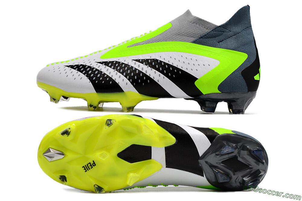 Adidas Predator Accuracy+ FG Firm Ground Soccer Cleats - White/Black/Green 0