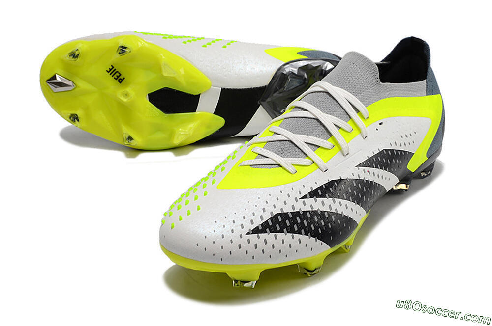 Adidas Predator Accuracy.1 Low FG Firm Ground Soccer Cleats - White/Black/Green 3