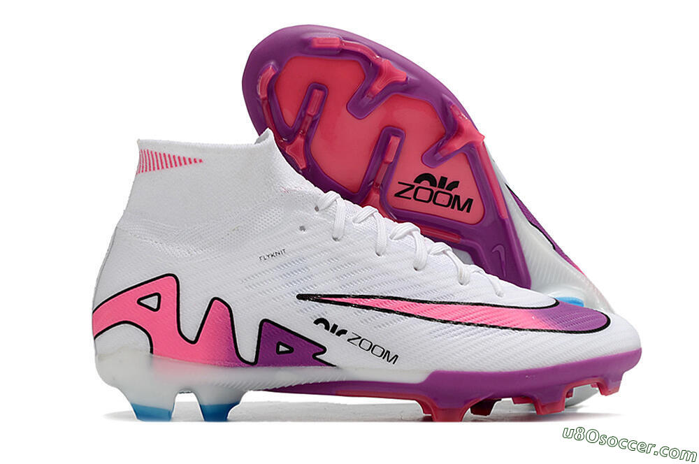 Nike Air Zoom Mercurial Superfly 9 Elite FG Firm Ground Soccer Cleats - White/Pink/Purple 1