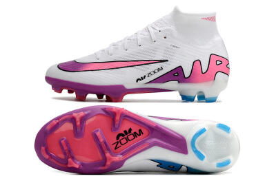 Nike Air Zoom Mercurial Superfly 9 Elite FG Firm Ground Soccer Cleats - White/Pink/Purple