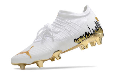 Puma Future Z 1.1 FG Firm Ground Soccer Cleats - White/Blakc/Gold