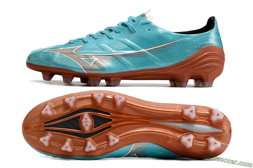Mizuno Morelia Alpha FG Firm Ground Soccer Cleats - Blue/Brown 0