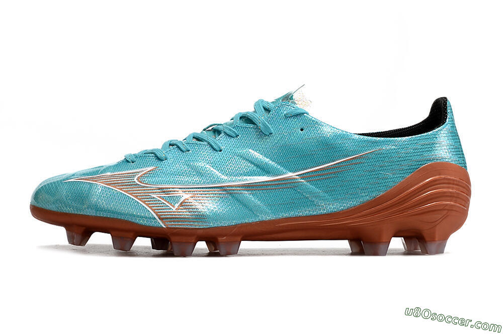 Mizuno Morelia Alpha FG Firm Ground Soccer Cleats - Blue/Brown 2