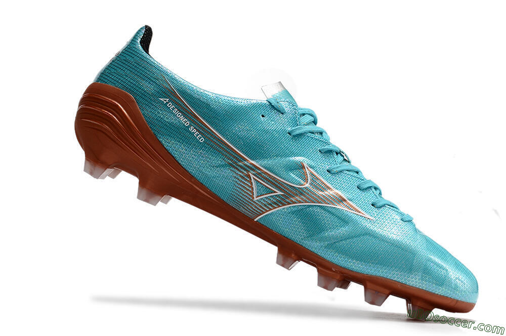 Mizuno Morelia Alpha FG Firm Ground Soccer Cleats - Blue/Brown 4