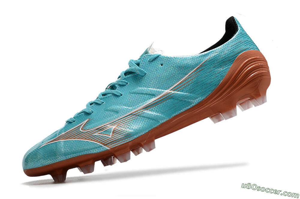 Mizuno Morelia Alpha FG Firm Ground Soccer Cleats - Blue/Brown 5