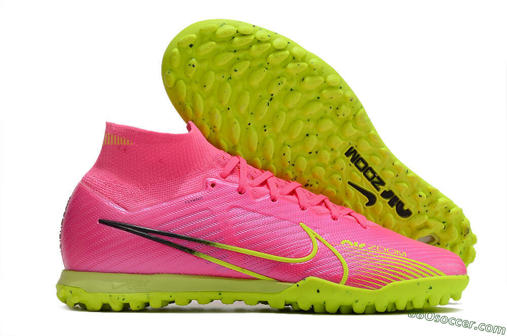 Nike Air Zoom Mercurial Superfly 9 Elite TF Artificial Turf Soccer Shoes - Pink/Green/Black 1