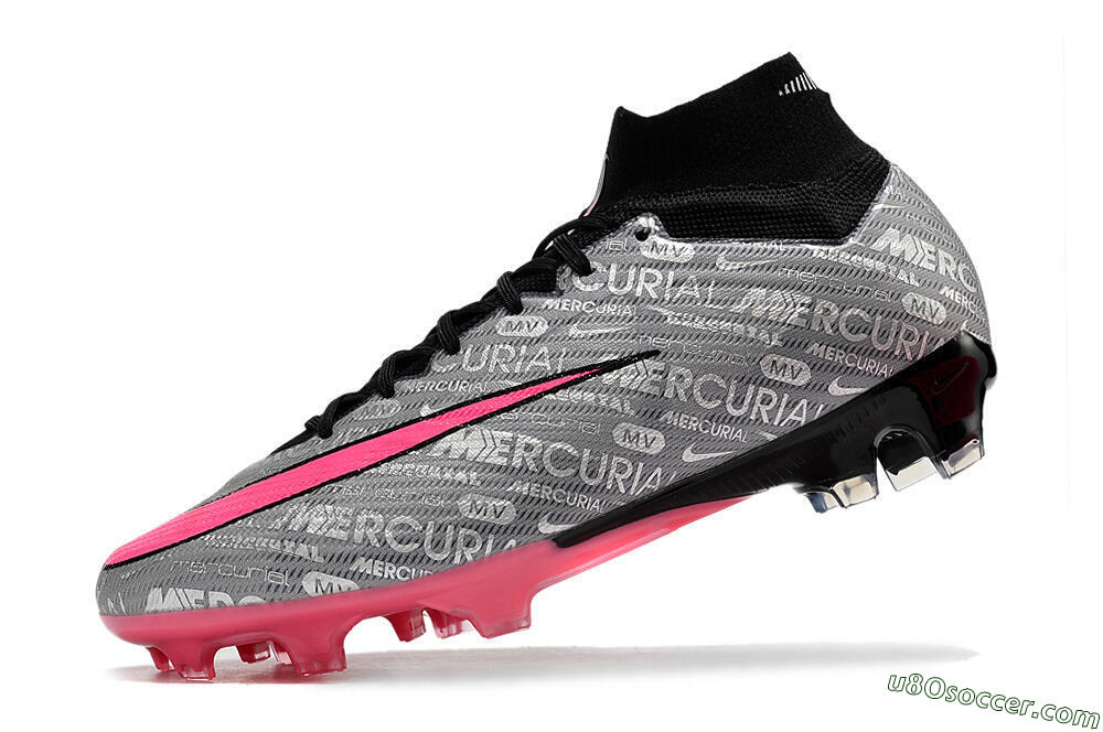 Nike Air Zoom Mercurial Superfly 9 Elite FG Firm Ground Soccer Cleats - Silver/Pink/Black 5