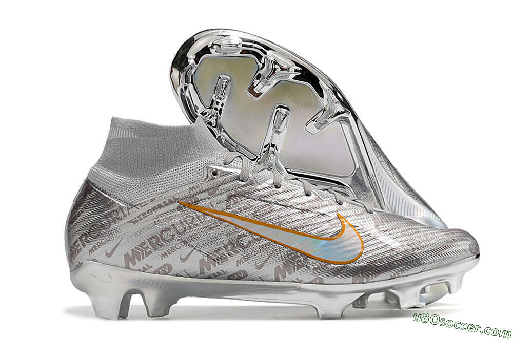 Nike Air Zoom Mercurial Superfly 9 Elite FG Firm Ground Soccer Cleats - Silver/Gold 1