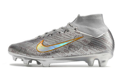 Nike Air Zoom Mercurial Superfly 9 Elite FG Firm Ground Soccer Cleats - Silver/Gold
